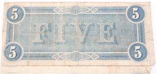 1864 CONFEDERATE STATES OBSOLETE NOTES $5, $10 & $20
