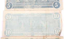 1864 CONFEDERATE STATES OBSOLETE NOTES $5, $10 & $20