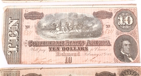 1864 CONFEDERATE STATES OBSOLETE NOTES $5, $10 & $20