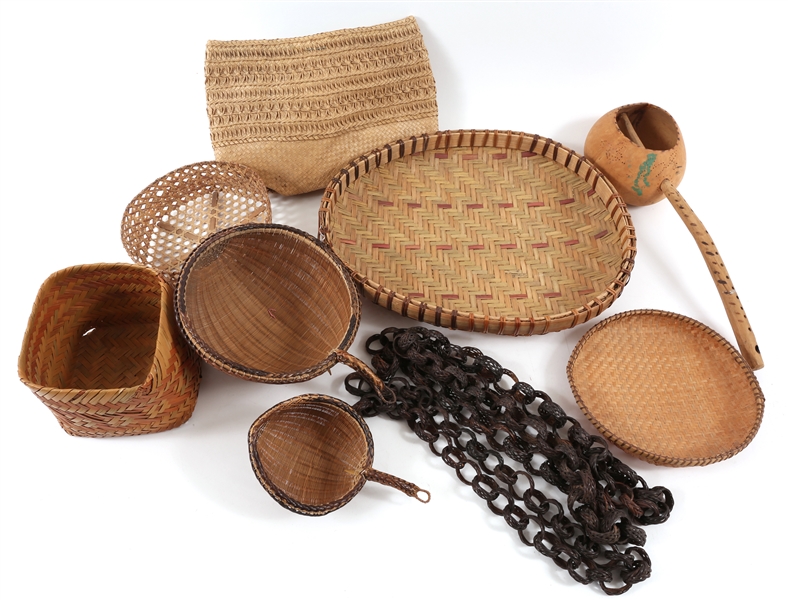 LATE 19TH C. PHILIPPINES BASKETS & DRINKING GOURD