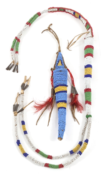 LATE 19TH C. NATIVE AMERICAN BEADED AWL POUCHES