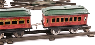 IVES STANDARD GAUGE WIND UP TRAIN WITH TRACK