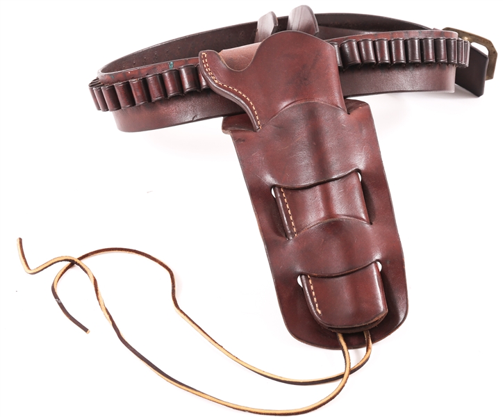 LEATHER HANDGUN HOLSTER AND AMMO BELT
