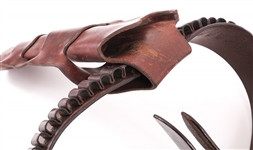 LEATHER HANDGUN HOLSTER AND AMMO BELT