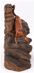 WOLF AND COUGAR WOOD CARVINGS BY HENRY LARUM 