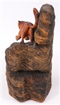 WOLF AND COUGAR WOOD CARVINGS BY HENRY LARUM 