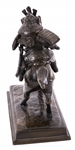 CAST IRON SAMURAI RIDING HORSE STATUETTE 