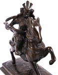 CAST IRON SAMURAI RIDING HORSE STATUETTE 