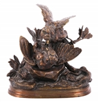 CAST IRON SAMURAI RIDING HORSE STATUETTE 
