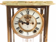 ANSONIA REGULATOR CLOCK WITH GREEN AGATE ACCENTS