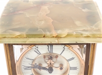 ANSONIA REGULATOR CLOCK WITH GREEN AGATE ACCENTS