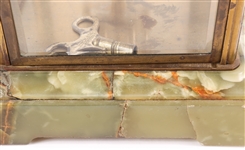 ANSONIA REGULATOR CLOCK WITH GREEN AGATE ACCENTS