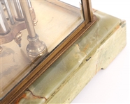 ANSONIA REGULATOR CLOCK WITH GREEN AGATE ACCENTS