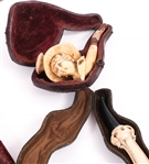 CARVED WOOD & MEERSCHAUM TOBACCO PIPES LOT OF 9