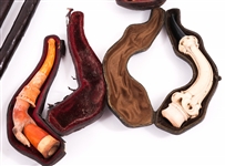CARVED WOOD & MEERSCHAUM TOBACCO PIPES LOT OF 9