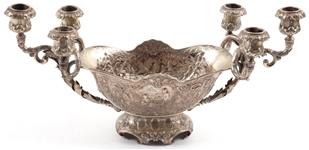 CONTINENTAL SILVER CENTERPIECE BOWL & CANDLE HOLDER