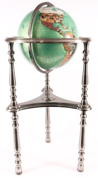 GREEN TURQUOISE SEMI PRECIOUS STONE GLOBE 36" STAND
