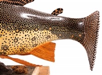 FOLK ART FISH WOOD CARVING ON STAND