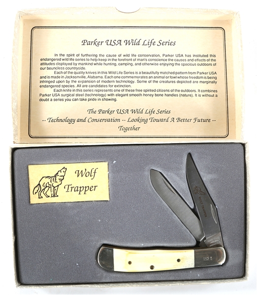 PARKER USA WILD LIFE SERIES WOLF TRAPPER POCKET KNIFE