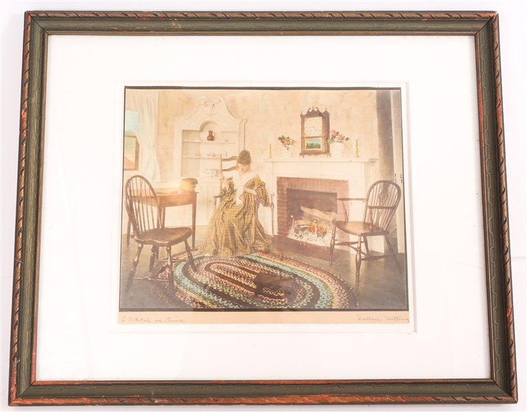 WALLACE NUTTING "A STITCH IN TIME" FRAMED PRINT