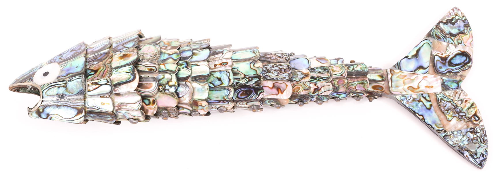 MID 20TH C. ARTICULATED ABALONE FIGURAL BOTTLE OPENER