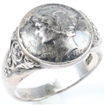MENS STERLING SILVER MERCURY DIME RING 