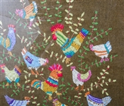 20TH C. FRAMED EMBROIDERY SAMPLE ON BURLAP
