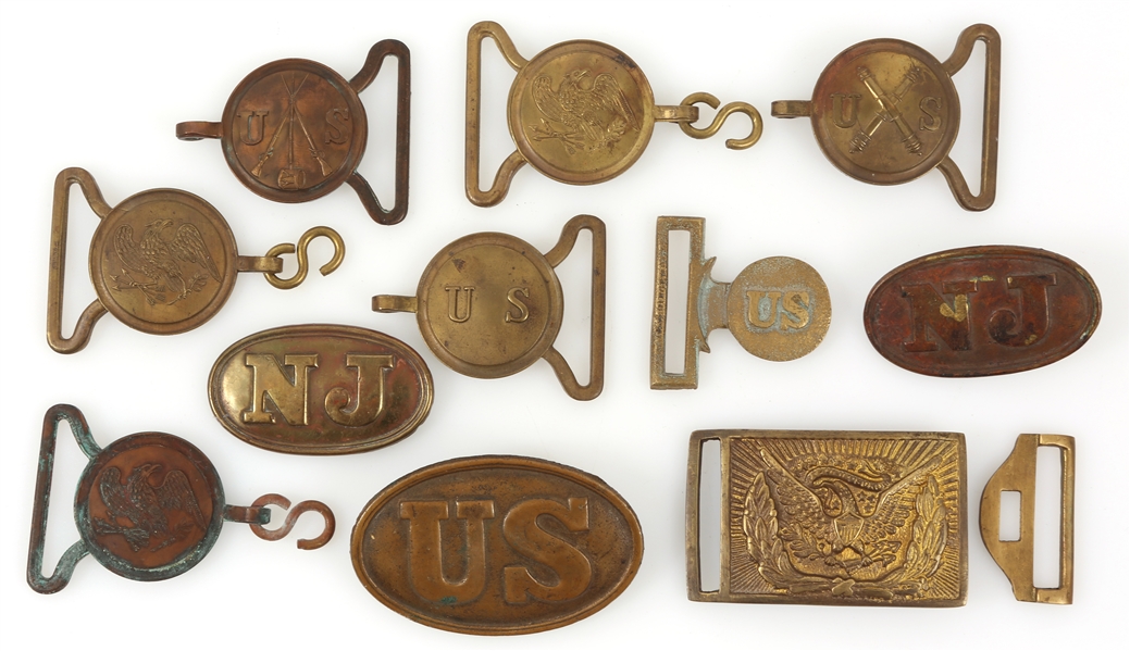 CIVIL WAR / INDIAN WARS REENACTOR BELT BUCKLES & CARTRIDGE PLATES