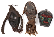 20TH C. AFRICAN STYLE WOODEN MASK HOME DECOR LOT OF 3