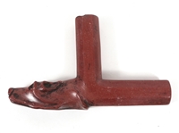 NATIVE AMERICAN TWISTED WOOD PIPE STEM & CATLINITE BOWL