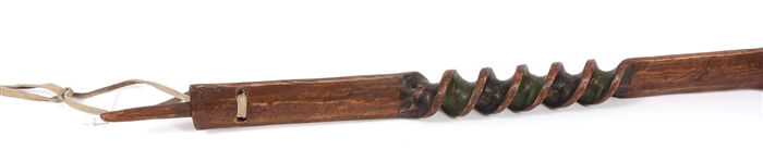 NATIVE AMERICAN TWISTED WOOD PIPE STEM & CATLINITE BOWL