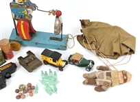 20TH C. TOYS - GUN, CARS, BANK, CRAYONS & MORE