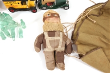 20TH C. TOYS - GUN, CARS, BANK, CRAYONS & MORE