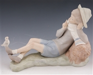 LLADRO PORCELAIN SHEPHERD WITH BIRD #4730 FIGURINE