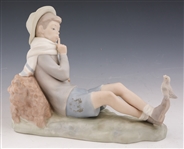 LLADRO PORCELAIN SHEPHERD WITH BIRD #4730 FIGURINE