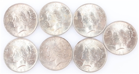 1922-P US SILVER PEACE DOLLAR COINS - LOT OF 7