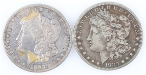 1883-S US MORGAN SILVER DOLLAR COINS - LOT OF 2