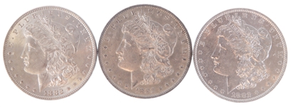 1882-P & 1882-O US MORGAN SILVER DOLLAR COINS LOT OF 3