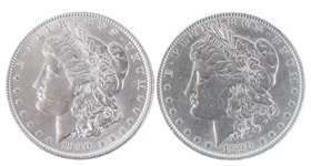 1890-P US MORGAN SILVER DOLLAR COINS - LOT OF 2
