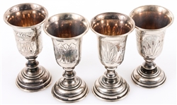 19TH C. RUSSIAN .875 SILVER CORDIAL CUPS SET OF 4
