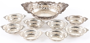 BAILEY, BANKS, & BIDDLE STERLING SERVING TRAY SET OF 9