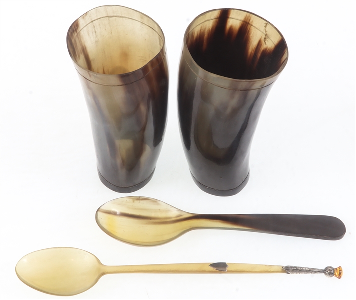 HORN DRINKING CUPS AND SPOONS
