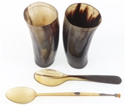 HORN DRINKING CUPS AND SPOONS