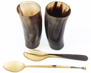HORN DRINKING CUPS AND SPOONS