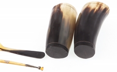 HORN DRINKING CUPS AND SPOONS