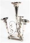 SILVERPLATE EPERGNE, SERVE WARE, & WINE SPOUT