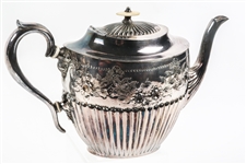 SILVERPLATE EPERGNE, SERVE WARE, & WINE SPOUT