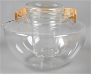 JENAER GLAS TEA POT, WARMER, & 6 TEA CUPS WITH SAUCERS