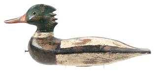 CARVED MERGANSER WOOD DUCK DECOYS LOT OF 2