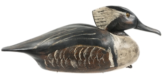 CARVED MERGANSER WOOD DUCK DECOYS LOT OF 2